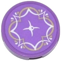 LEGO part Tile, Round 2 x 2 with Bottom Stud Holder with Cushion with White Button and White and Tan Droplets and Trim Pattern (Sticker) - Set 41073 14769pb099