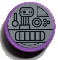 LEGO part Baldosa, Redonda 2 x 2 con Soporte de Espiga Inferior con Patrón de Palanca Negra, Botones y Circuitería (Pegatina) - Set 75105 14769pb269