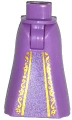 LEGO onderdeel Mini Doll Hips and Skirt Full Length with Gold Trim and Lavender Lace Pattern - Thick Hinge 15875c00pb014