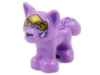 LEGO part Fox, Friends / Elves with Gold Headpiece and Eyes, 2 White Tusks, Dark Purple Hair Pattern (Serlot) 19532pb05