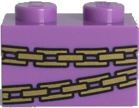 LEGO part Brick 1 x 2 with Gold Chains Pattern (BrickHeadz Belle Bottom Abdomen) 3004pb237