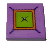 LEGO part Tile 2 x 2 with Lime, Orange and Medium Lavender Cushion and Button Pattern (Sticker) - Set 41369 3068pb1653