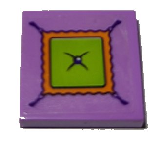LEGO part Tile 2 x 2 with Lime, Orange and Medium Lavender Cushion and Button Pattern (Sticker) - Set 41369 (3068pb1653)
