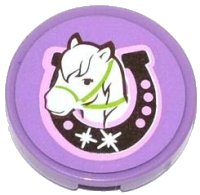 LEGO part Tile, Round 2 x 2 with Horse Head in Horseshoe Pattern (Sticker) - Set 3185 4150pb141