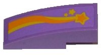 LEGO part Slope, Curved 3 x 1 with Orange and Yellow Shooting Star Pattern Model Right Side (Sticker) - Set 3183 50950pb061R