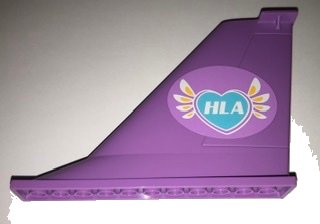 LEGO onderdeel Tail 14 x 2 x 8 with White 'HLA' on Medium Azure Heart with Feathers Pattern on Both Sides (Stickers) - Set 41109 (54094pb07)