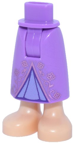 LEGO onderdeel Mini Doll Hips and Skirt Long, Metallic Pink Filigree and Lavender Triangle, Light Nougat Legs and Feet Pattern - Thick Hinge (59595c00pb05)