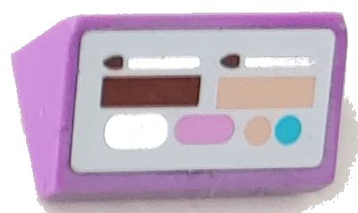LEGO onderdeel Slope 30 1 x 2 x 2/3 with Paintbox, Mirror and Makeup Brushes (Brushes on Top) Pattern (Sticker) - Set 3187 (85984pb073)
