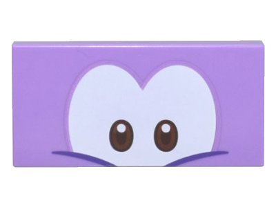 LEGO onderdeel Tile 2 x 4 with Dark Brown and Reddish Brown Eyes on White Background, Dark Purple Eyelid Lines Pattern (Super Mario Big Urchin) (87079pb1105)