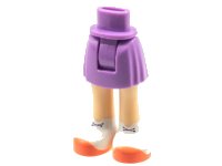 LEGO onderdeel Mini Doll Hips and Skirt, Light Nougat Legs and White Shoes, Coral Soles Pattern - Thick Hinge 92252c00pb042