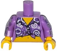 LEGO part Torso Female Shirt Tied at Waist with Purple and Silver Circles Pattern / Medium Lavender Arms with Purple and Silver Circles Pattern / Yellow Hands 973pb1838c01