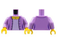 LEGO onderdeel Torso Female Open Jacket with 4 Buttons, Silver Pendant Necklace, Lavender Shirt Pattern / Medium Lavender Arms / Yellow Hands 973pb2341c01