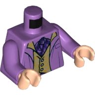 LEGO onderdeel Torso Jacket over Gold and Silver Vest Pattern / Medium Lavender Arms / Light Nougat Hands (973pb4040c01)