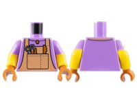 LEGO part Torso Nougat Overalls, Dark Orange Pendant Necklace and Tools Pattern / Yellow Arms with Molded Medium Lavender Short Sleeves Pattern / Dark Orange Hands 973pb4975c01