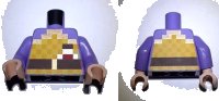 LEGO onderdeel Torso Pixelated Orange and Yellow Armor with Gold Trim, Flask, Dark Brown Belt with Buckle Pattern / Medium Lavender Arms / Light Nougat Hands 973pb5063c01