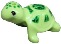 LEGO part Turtle, Friends / Elves with Reddish Brown Eyes, Bright Green and Dark Green Spots and Shell Pattern 11603pb06