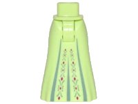 LEGO part Mini Doll Hips and Skirt Full Length with 3 Pleats and Sand Green and Magenta Embroidery Pattern - Thick Hinge 15875c00pb015