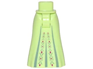 LEGO onderdeel Mini Doll Hips and Skirt Full Length with 3 Pleats and Sand Green and Magenta Embroidery Pattern - Thick Hinge (15875c00pb015)