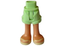 LEGO part Mini Doll Fianchi e Pantaloncini con Gambe Sagomate Noce e Sandali Giallo Bianco Brillante Stampati con Motivo Cinghie a V - Cerniera Sottile 1826cc00pb007