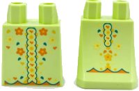 LEGO onderdeel Lower Body, Skirt with Ruffles, Orange, Bright Light Orange, Bright Light Yellow and Dark Turquoise Flowers, Leaves and Hearts Pattern (BAM) 36036pb105