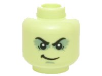 LEGO onderdeel Minifigure, Head Male Black Bushy Eyebrows, Shadowed Eyelids, White Pupils, Smirk Pattern 3626pb1388