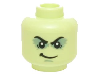LEGO onderdeel Minifigure, Head Male Black Bushy Eyebrows, Shadowed Eyelids, White Pupils, Smirk Pattern (3626pb1388)