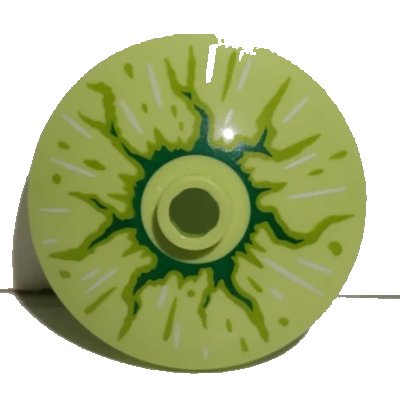 LEGO onderdeel Dish 3 x 3 Inverted (Radar) with Cracks Dark Green and Lime Pattern (43898pb008)