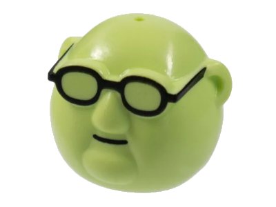 LEGO onderdeel Minifigure, Head, Modified Muppet Bunsen Honeydew, Black Glasses Pattern (89534pb01)