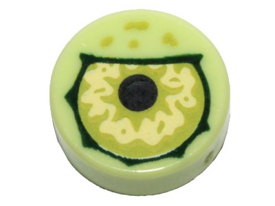 LEGO part Tile, Round 1 x 1 with Lime Eye with Black Pupil Partially Closed Pattern (98138pb109)