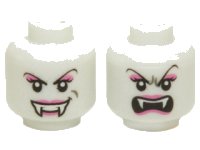 LEGO part Minifigure, Head Dual Sided Alien with Black Eyes, Fangs, Arched Eyebrows, Mouth Closed / Mouth Open Pattern (Lady Vampyre) 3626pb0770