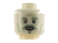 LEGO onderdeel Minifigure, Head Sand Green Contours, Eyebrows, Moustache, Soul Patch Pattern - Hollow Stud 3626pb2839
