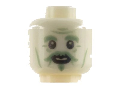 LEGO onderdeel Minifigure, Head Sand Green Contours, Eyebrows, Moustache, Soul Patch Pattern - Hollow Stud (3626pb2839)