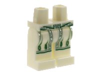 LEGO part Hips and Legs with Robe End, Silver, Sand Green, and Dark Green Hems and Trim Pattern 970c00pb1245