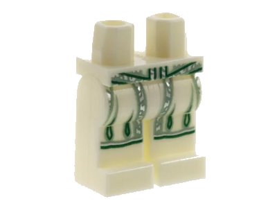 LEGO onderdeel Hips and Legs with Robe End, Silver, Sand Green, and Dark Green Hems and Trim Pattern (970c00pb1245)