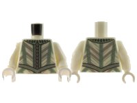 LEGO part Torso Doublet Silver Buttons, Sand Green Stripes and Trim Pattern / Glow In Dark White Arms / White Hands 973pb4375c01