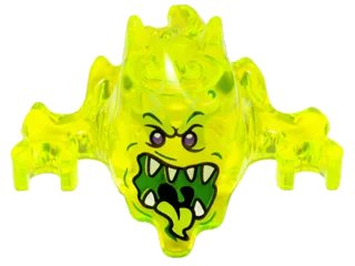 LEGO onderdeel Minifigure, Headgear Mask Ninjago Skreemer with Dark Purple Eyes and Mouth Open with White Pointed Teeth and Yellowish Green Tongue Pattern (19861pb02)