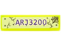 LEGO part Tile 1 x 4 with 'ARJ3200', Spider Web, Cracks and Rivets Pattern (Sticker) - Set 70734 2431pb0394