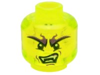 LEGO part Minifigure, Head Alien Ghost with Large Dark Purple and Black Eyebrows, White Fangs, and Lopsided Scowl Pattern 3626pb1390
