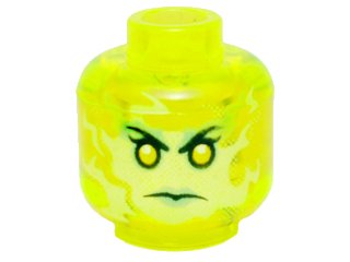 LEGO onderdeel Minifigure, Head Alien Female Ghost with Yellowish Green Face and Sand Green Lips Pattern (3626pb1391)
