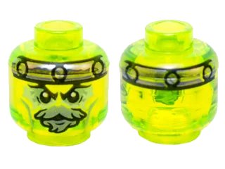LEGO onderdeel Minifigure, Head Alien Ghost with Gray Goatee, Yellowish Green Eyes and Metal Band on Front and Back Pattern (3626pb1401)