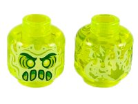 LEGO part Minifigure, Head Alien Ghost with Yellowish Green Face, Slime Mouth and Flames in Back Pattern - Hollow Stud 3626pb2435