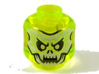 LEGO part Minifigure, Head Alien Ghost with White and Yellowish Green Skull Face and Fangs Pattern - Vented Stud 3626pb3346