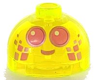 LEGO part Brick, Round 2 x 2 Dome Top with Dark Pink Eyes with Metallic Pink Outlines and Smile Pattern 553pb038