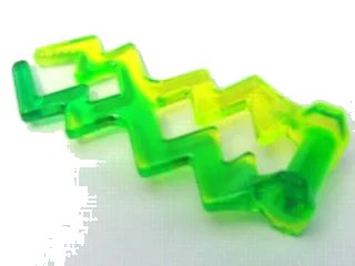 LEGO onderdeel Wave Angular Double with Bar Handle (Electric Zigzag) with Marbled Trans-Green Pattern (59233pb02)