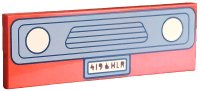 LEGO part Tile 2 x 6 with Bright Light Yellow Headlights and License Plate with Reddish Brown '419' Thumb 'HLR', Light Bluish Gray Grille, Black Outline Pattern 69729pb161
