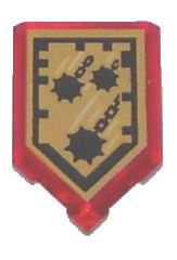 LEGO part Tuile, Modifiée 2 x 3 Pentagonale avec Motif Bouclier Nexo Power - Pluie de Massue 22385pb010