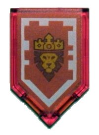 LEGO onderdeel Tile, Modified 2 x 3 Pentagonal with Nexo Power Shield Pattern - Glory of Knighton 22385pb086