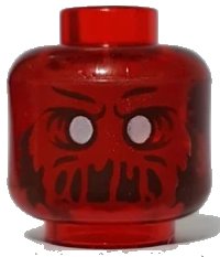 LEGO part Minifigure, Head Alien Ghost with White Eyes, Red Face, and Slime Mouth with Frown Pattern - Vented Stud 3626pb3338