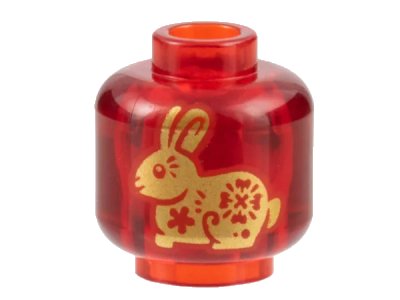 LEGO onderdeel Minifigure, Head without Face with Gold Rabbit Pattern on Both Sides - Vented Stud (3626pb3359)
