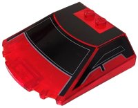 LEGO part Windscreen 6 x 6 x 1 1/3 Straight Sides with Black Window Frame Outline and Roof Pattern 65633pb11